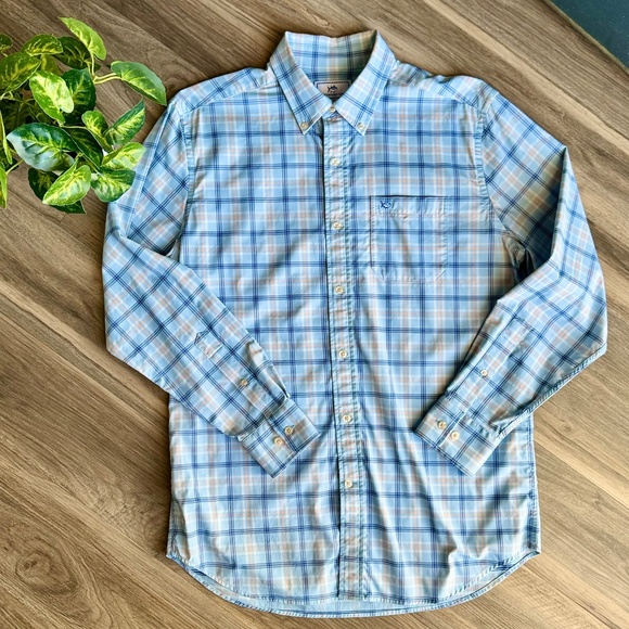 Southern Tide Medium Performance Button Down Shirt Light Blue Plaid - Picture 14 of 14